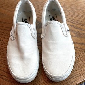 Barely worn white Vans slip ons